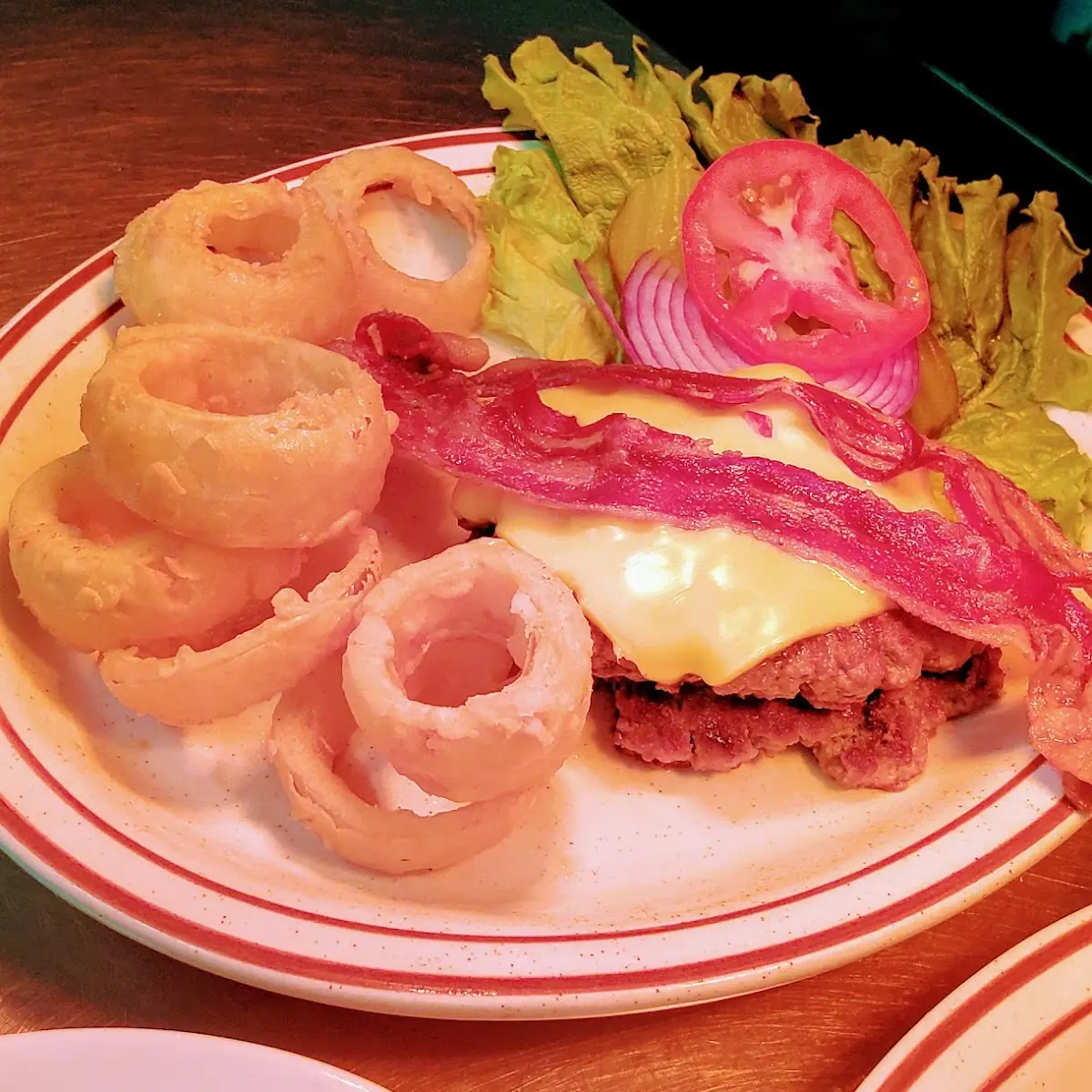 Bacon Cheeseburger Steak w Onion Rings