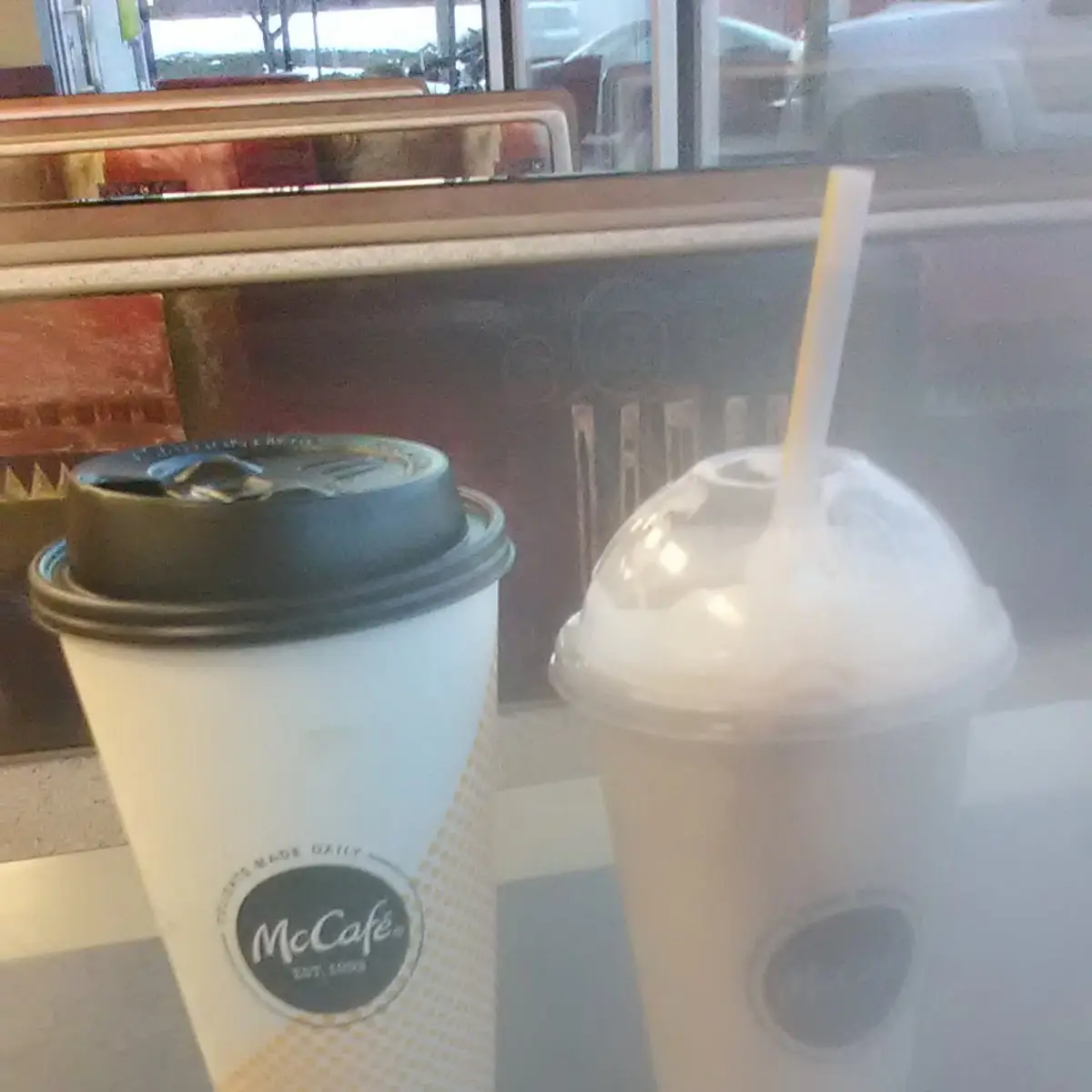 Large Hot Coffee and a Chocolate Milkshake