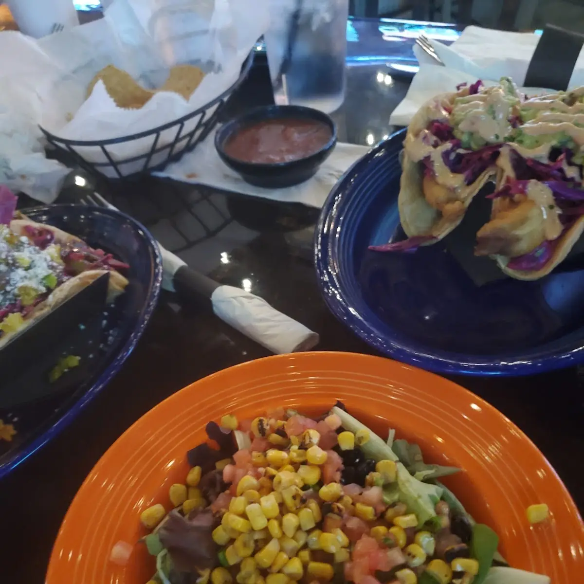 Beer Battered Fish Tacos with Side Salad