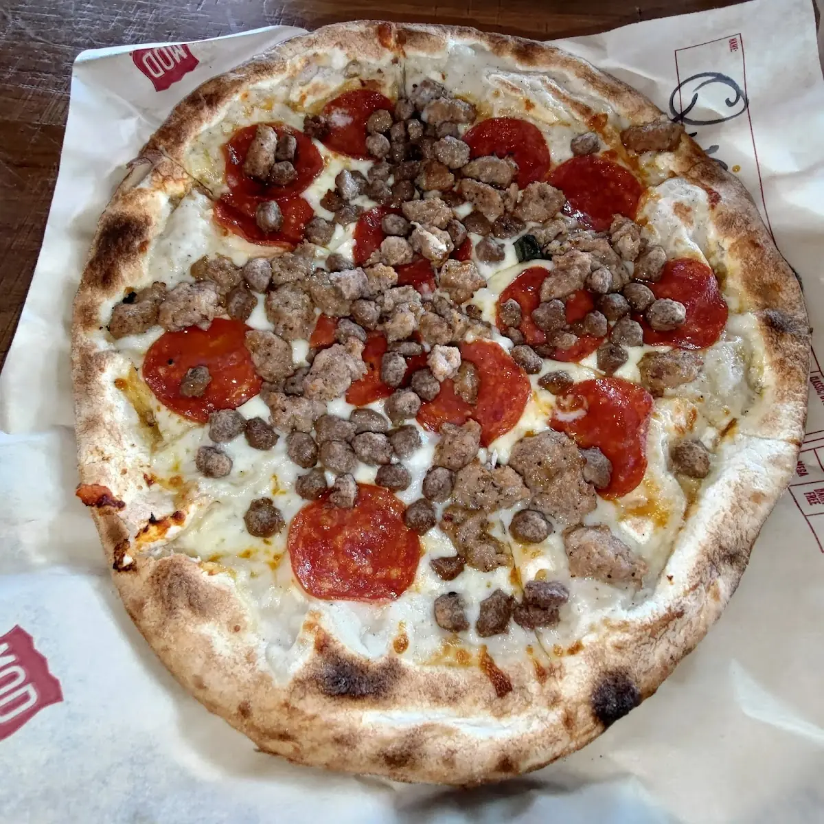 Meat Pizza with Alfredo Sauce
