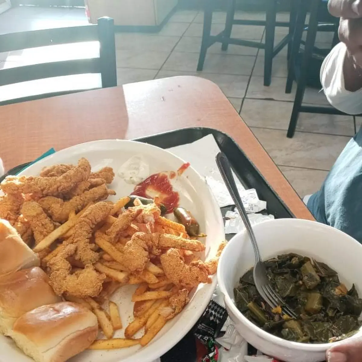 Fish and Shrimp Combo w Collard Greens