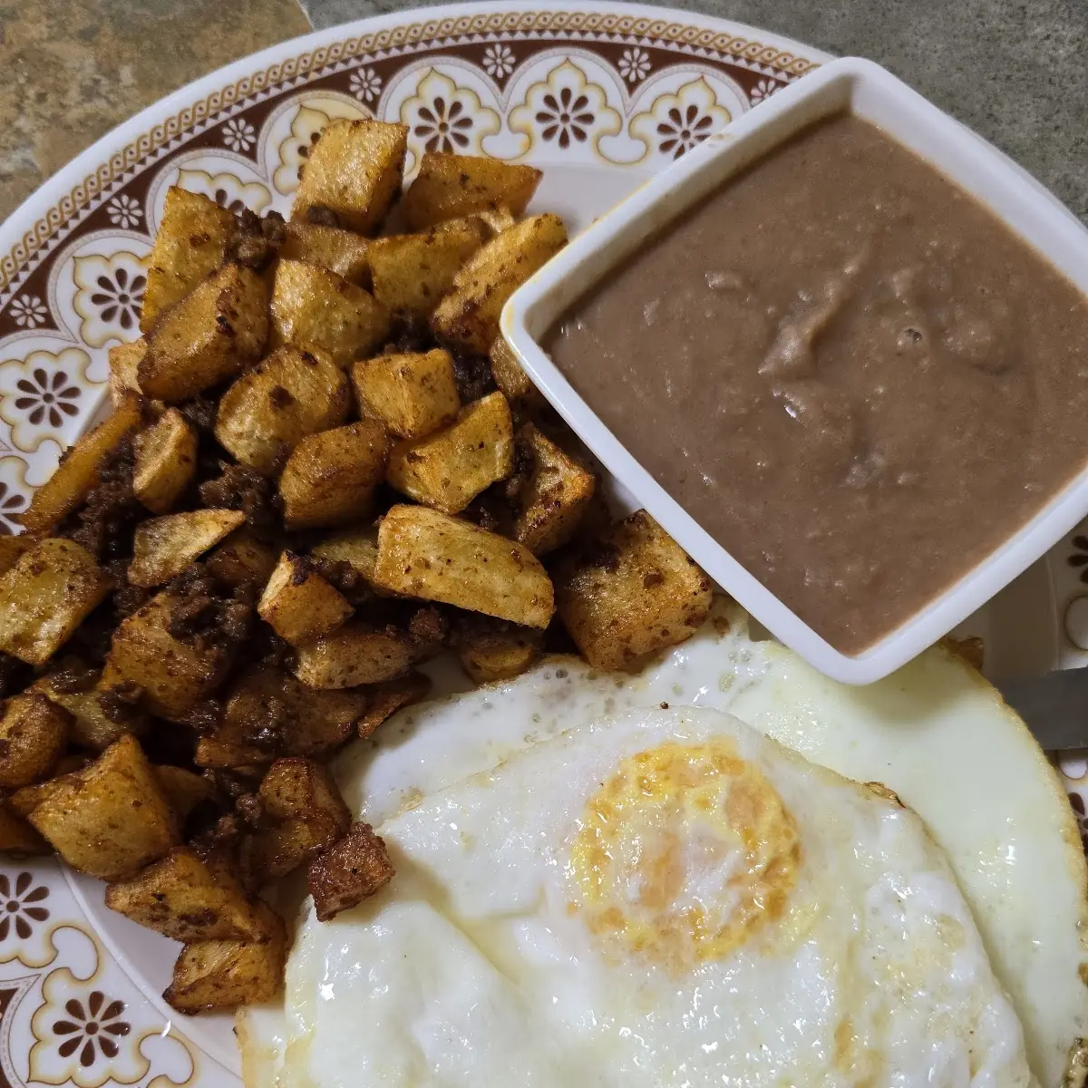 Chorizo Potatoes Eggs Refried Beans
