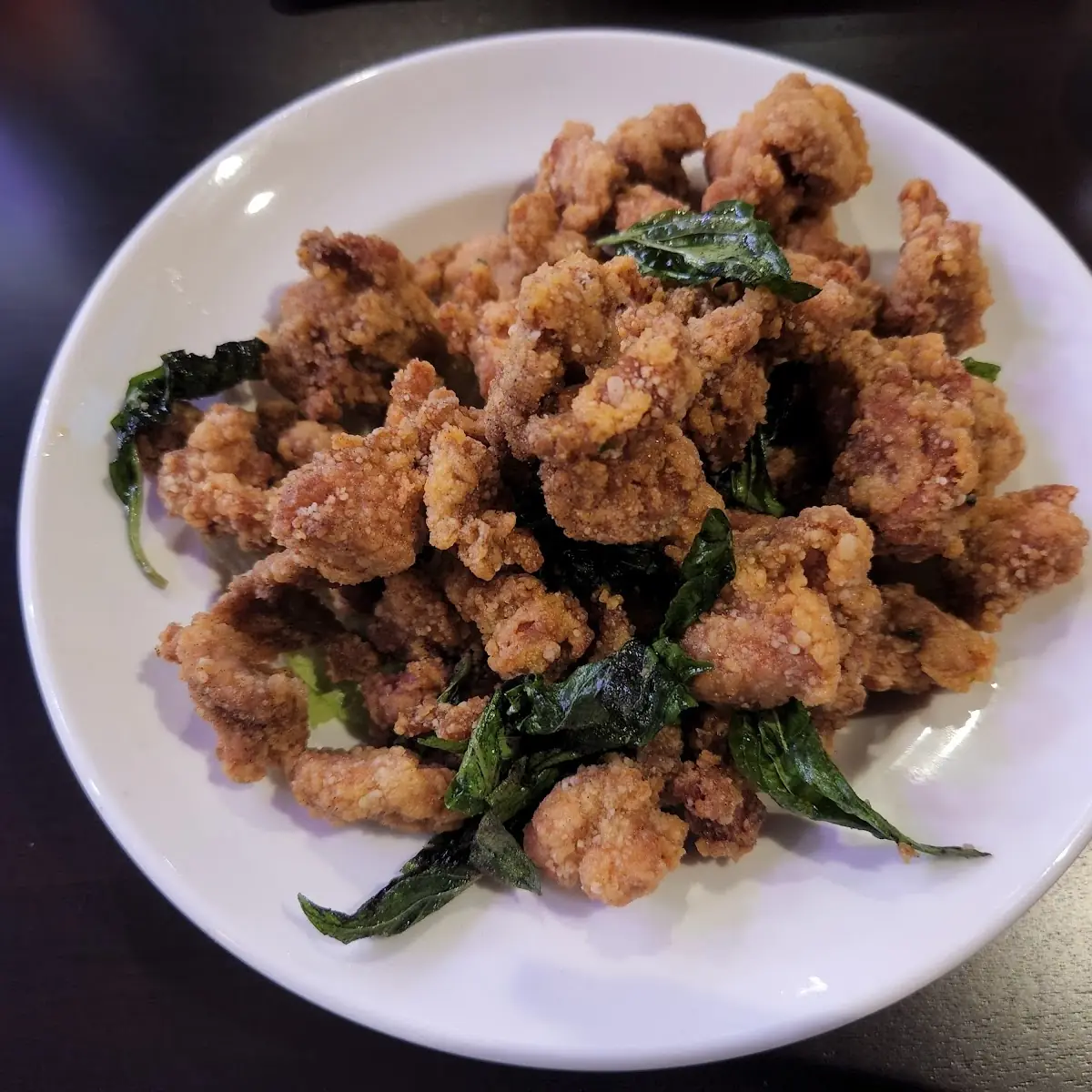 Basil Fried Popcorn Chicken