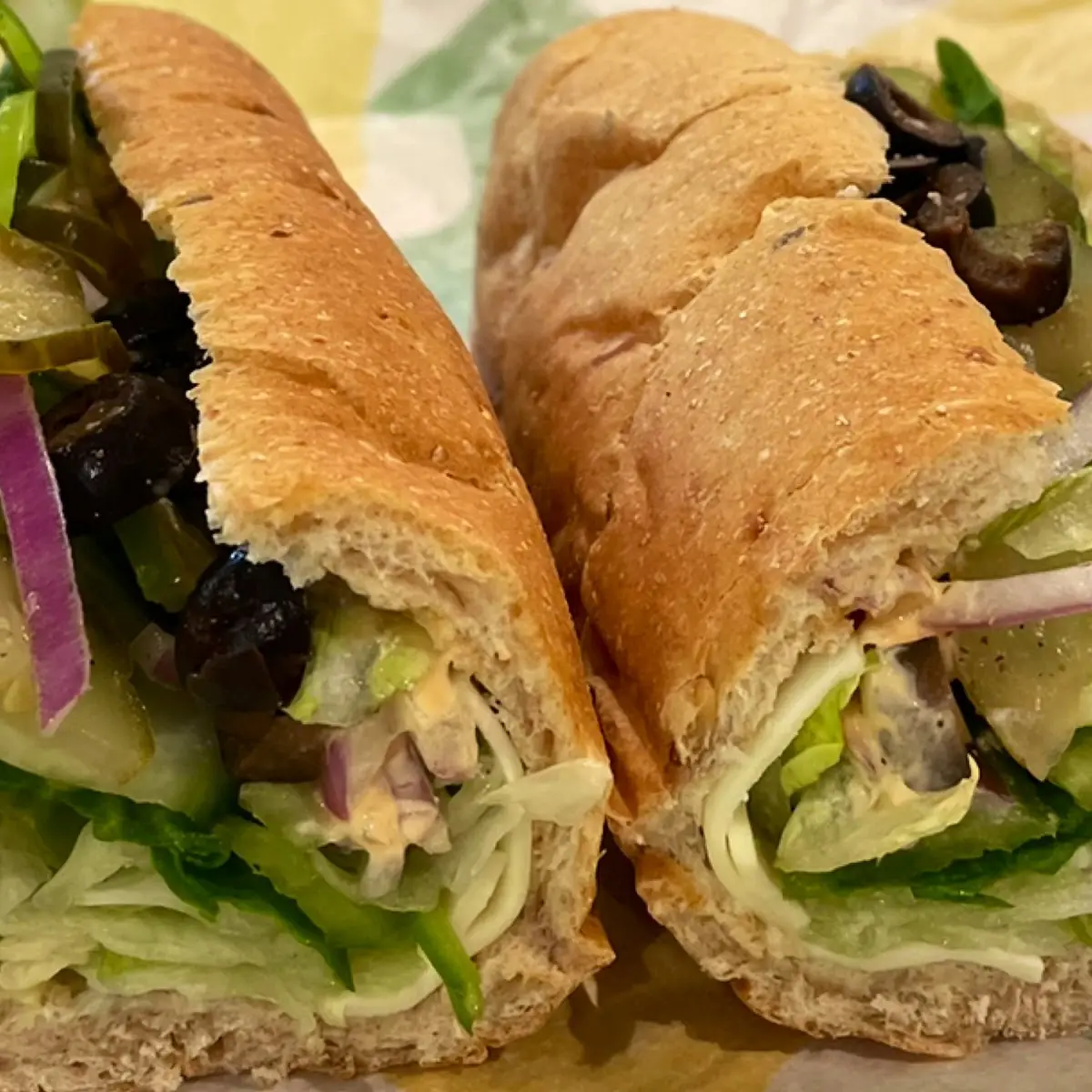 Veggie Delight on 9 Grain, Subway