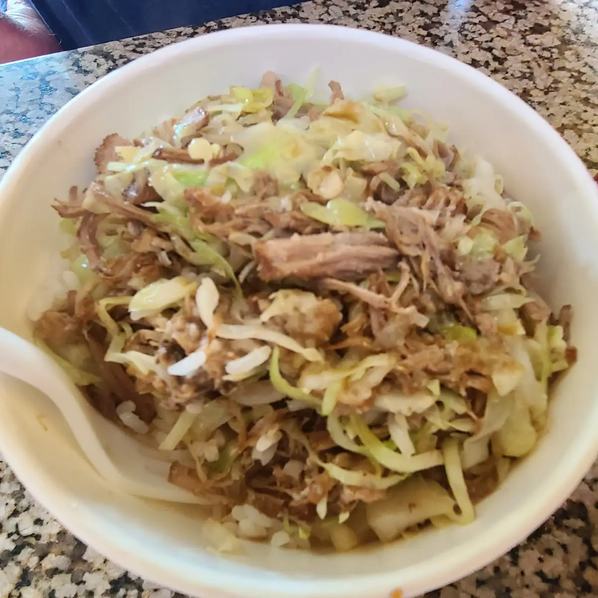 Kahlua Pork and Cabbage Rice Bowl