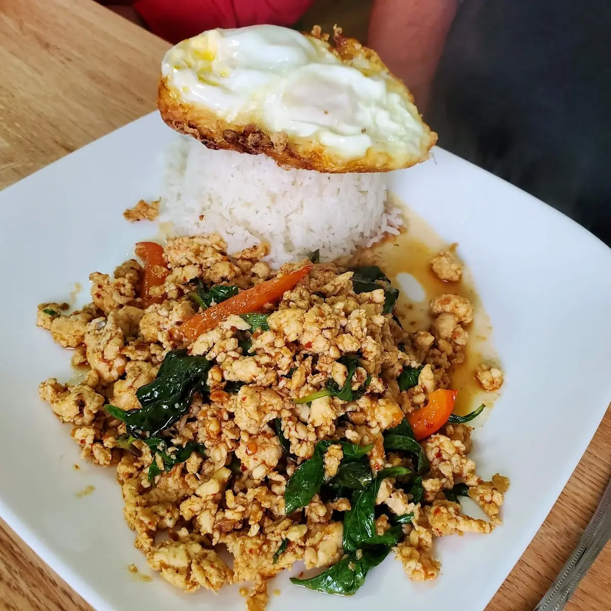 Ground Chicken Rice and Fried Eggs