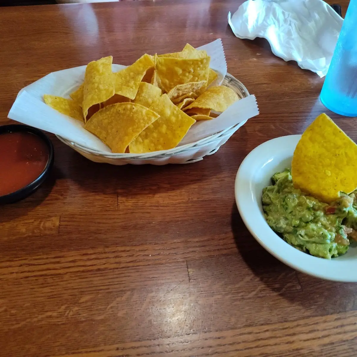 Tortilla Chips Salsa and Guacamole Dip