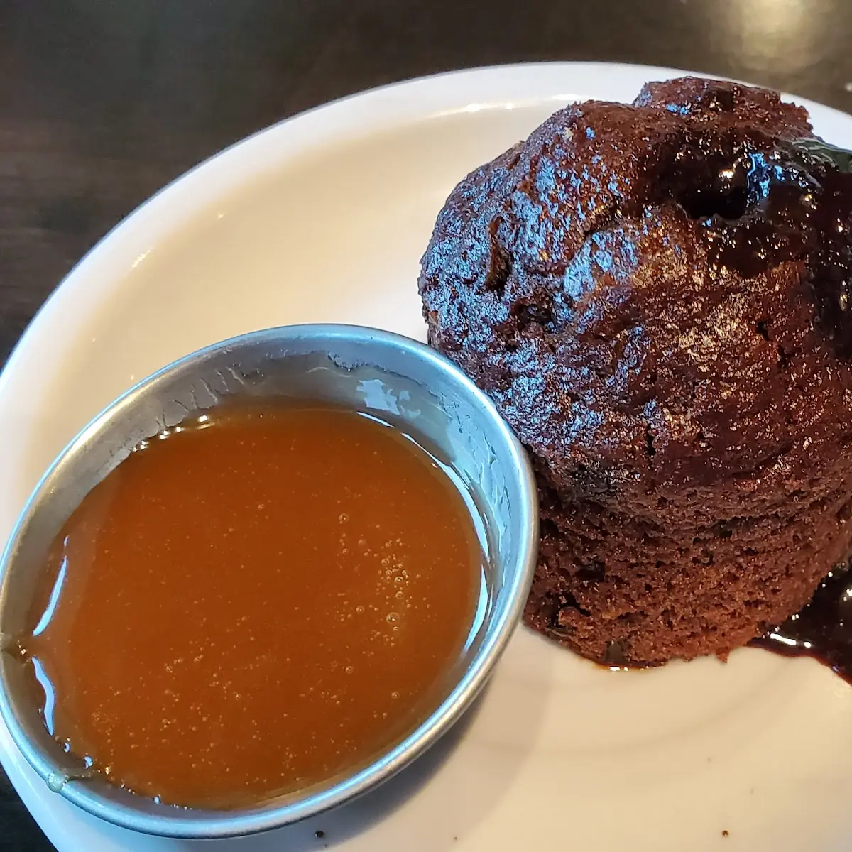 Mini Lava Cake with Caramel Rum Sauce