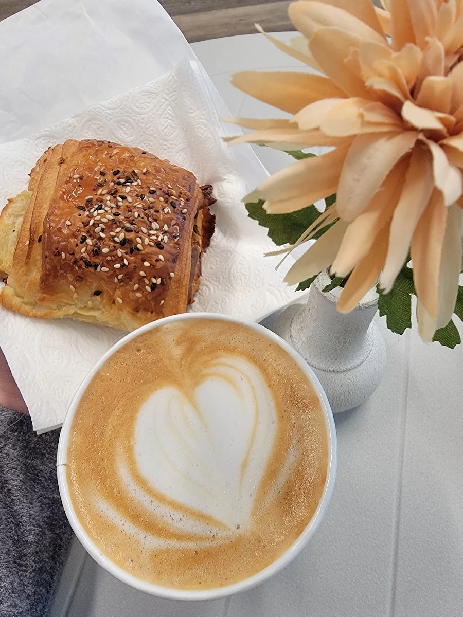 Ham and Cheese Croissant Lavender Latte