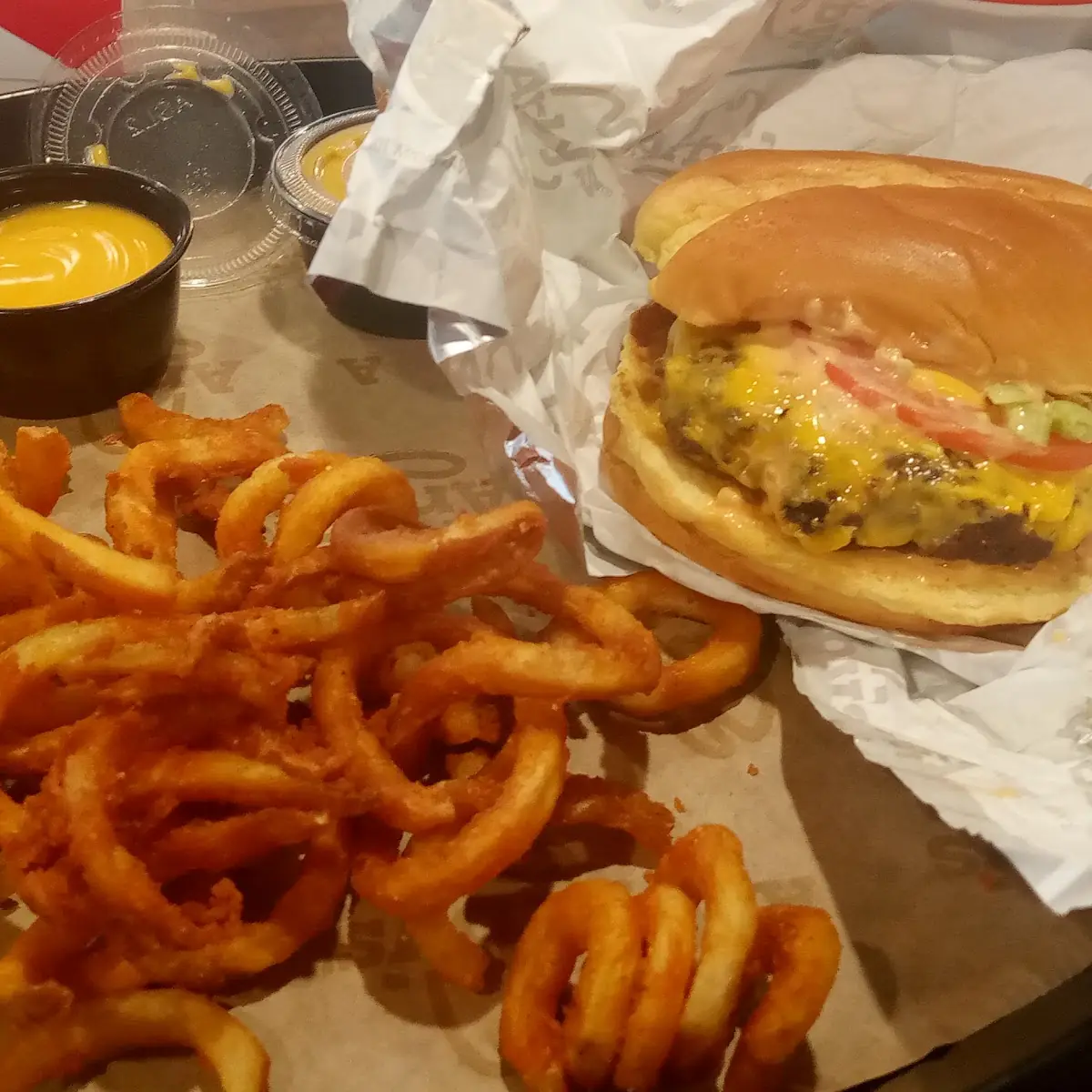 Waygu Burger and Curly Fries