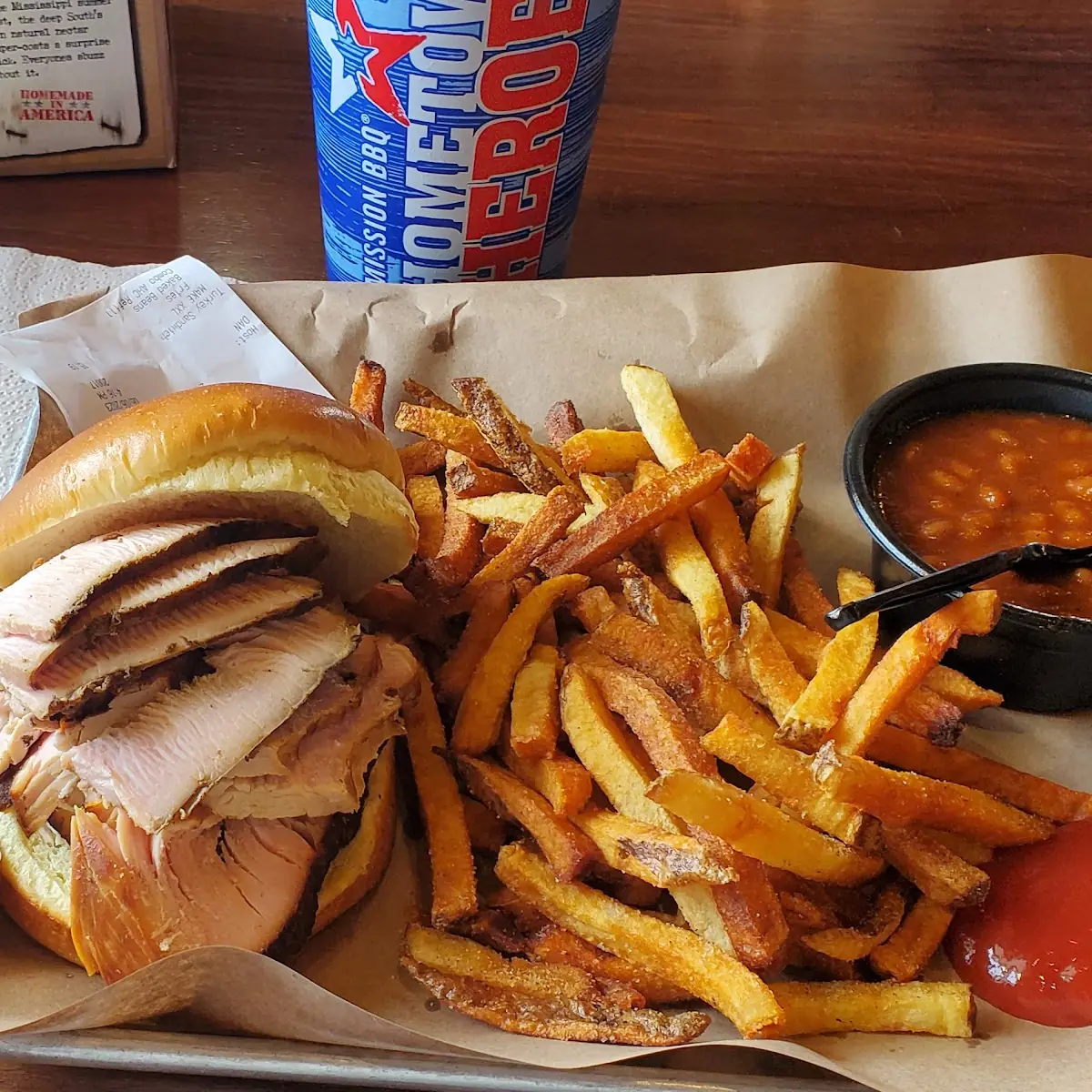 Turkey Sandwich and Fries