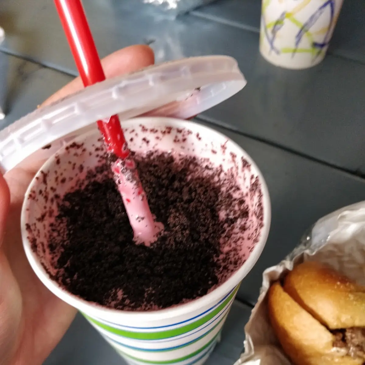 Strawberry Milkshake with Oreos