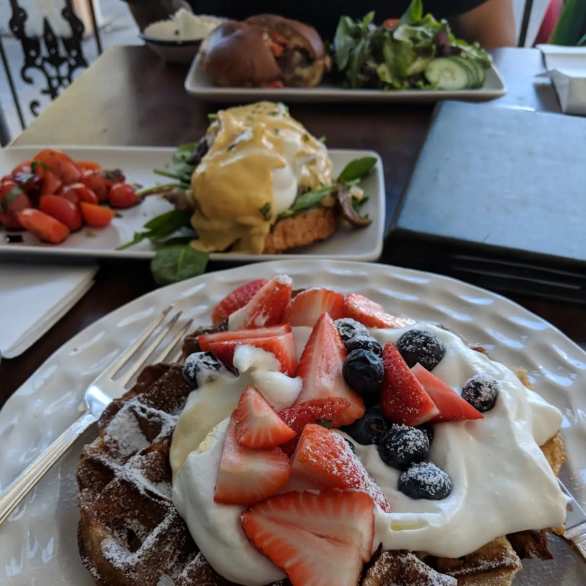 Belgian Waffle with Fresh Berries and Cream