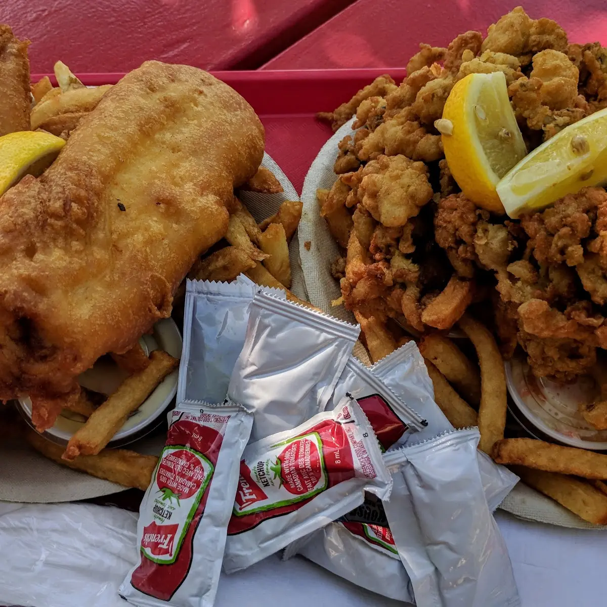 2 Piece Fish & Chips and Whole Clam Platter