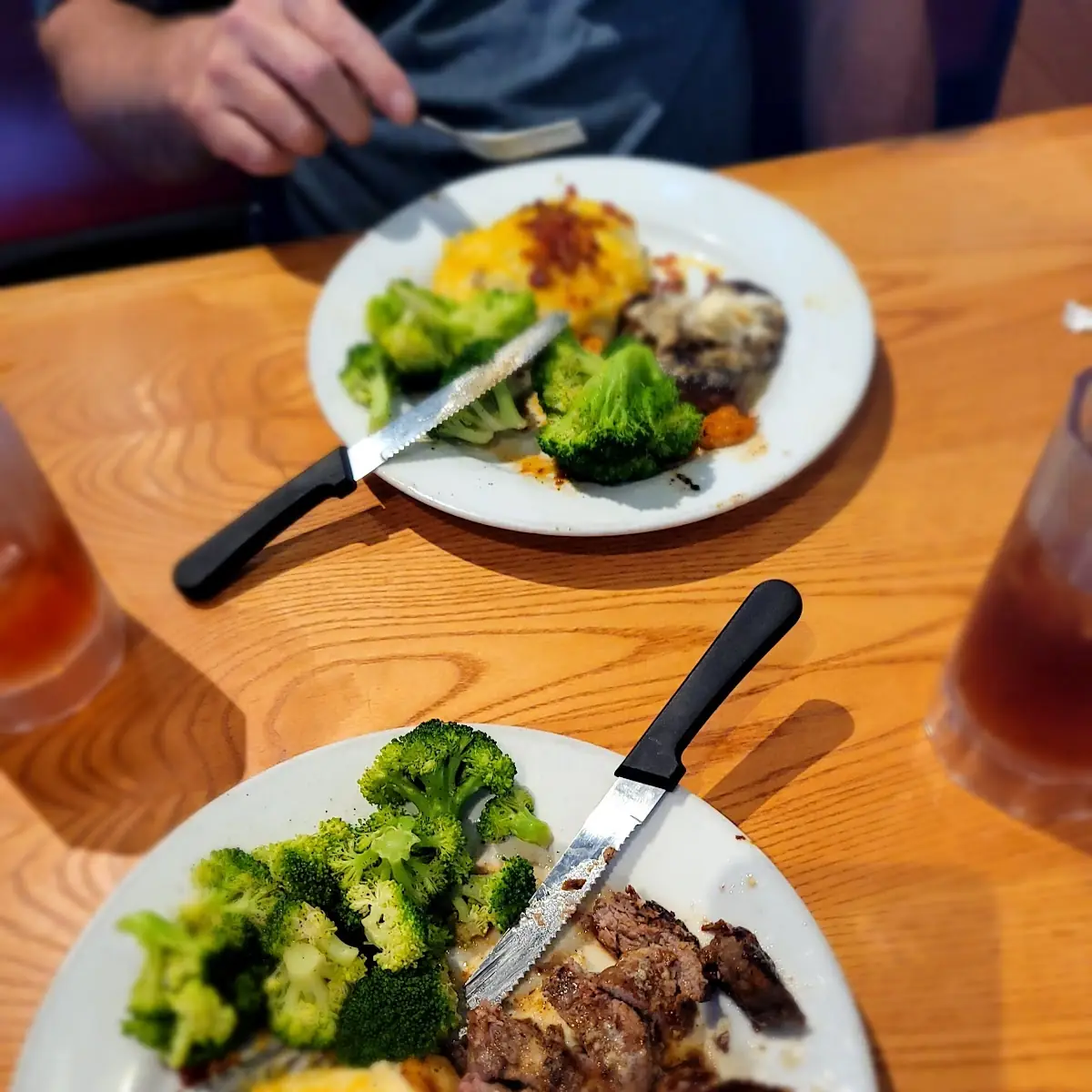 Sirloin Steak Loaded Mashed Potatoes and Steamed Broccoli