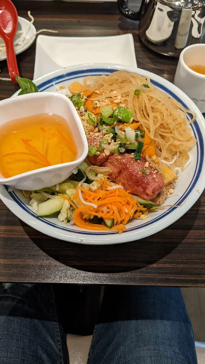 Grilled Pork Spring Rolls & Minced Shrimps on Sugar Cane with Vermicelli