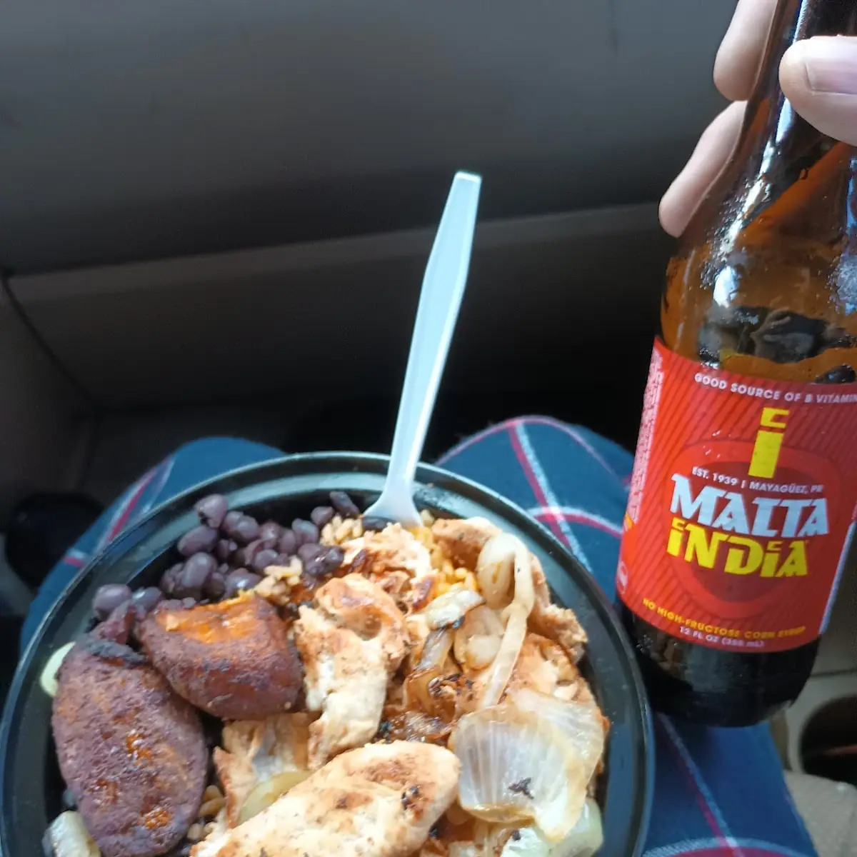 Spanish Rice Beans Plátanos Pollo Guisado Malta
