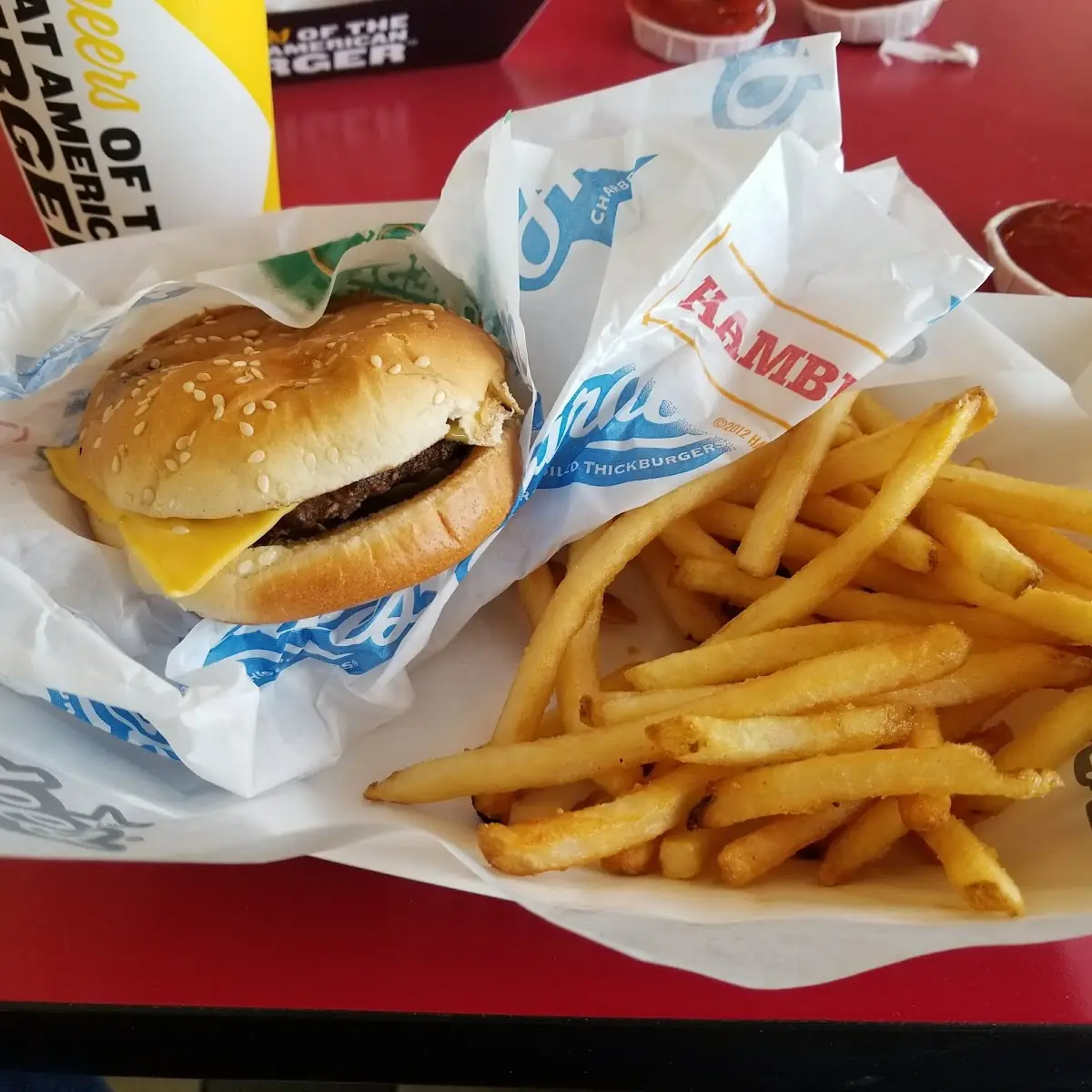 Double Cheeseburger with Fries and Tea