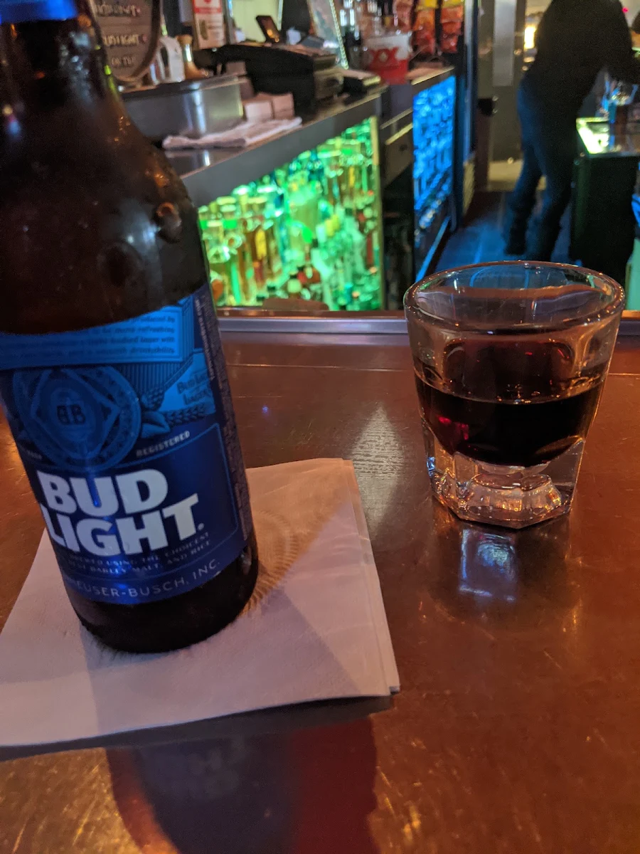 Bud Light and a Shot of Jager
