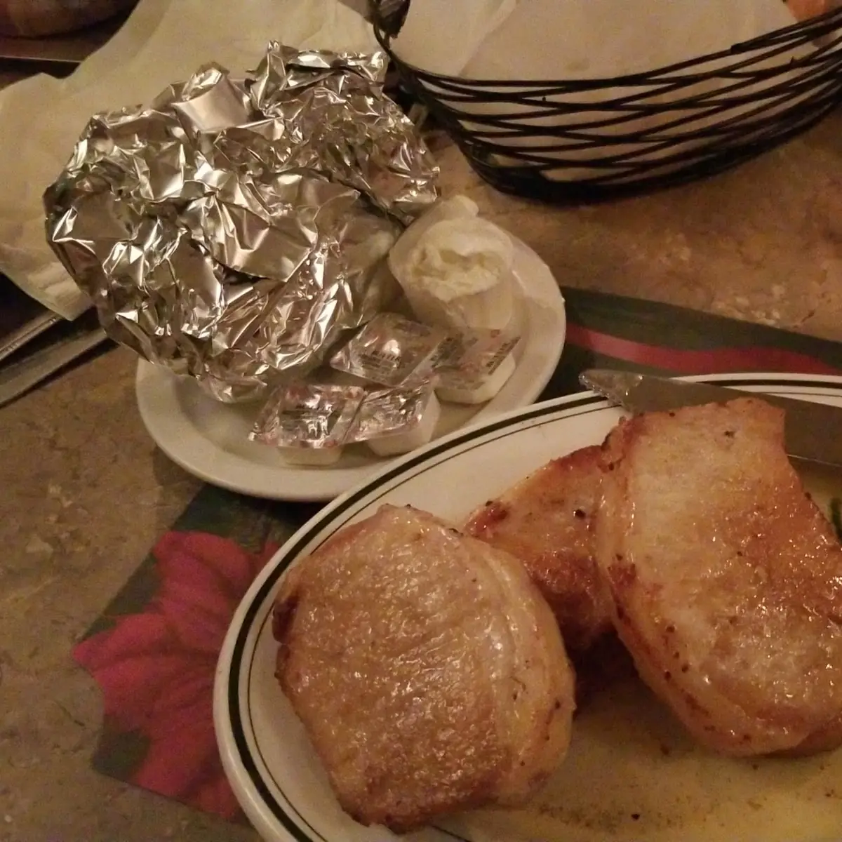 Center Cut Pork Chops w Baked Potato
