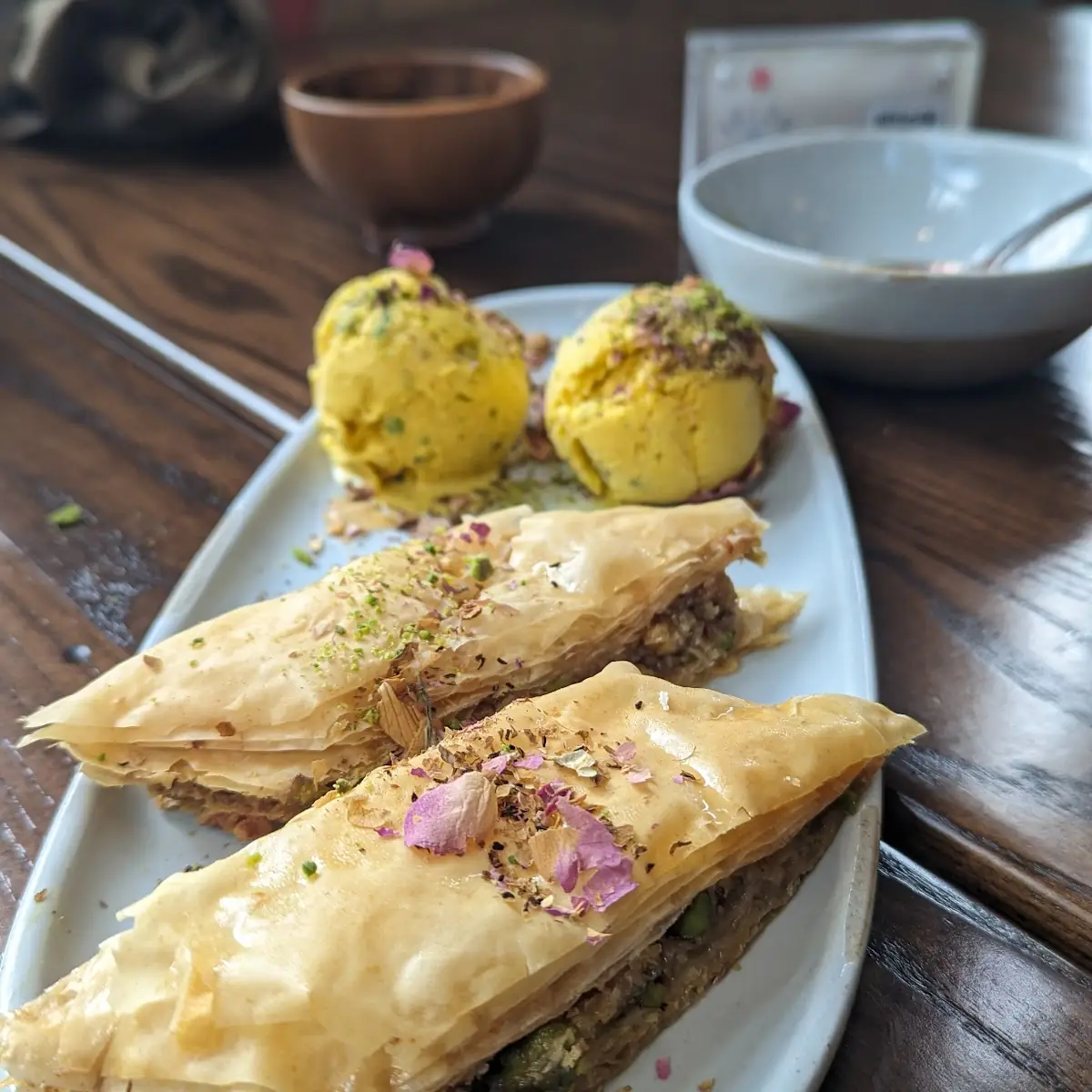Baklava with Saffron Ice Cream