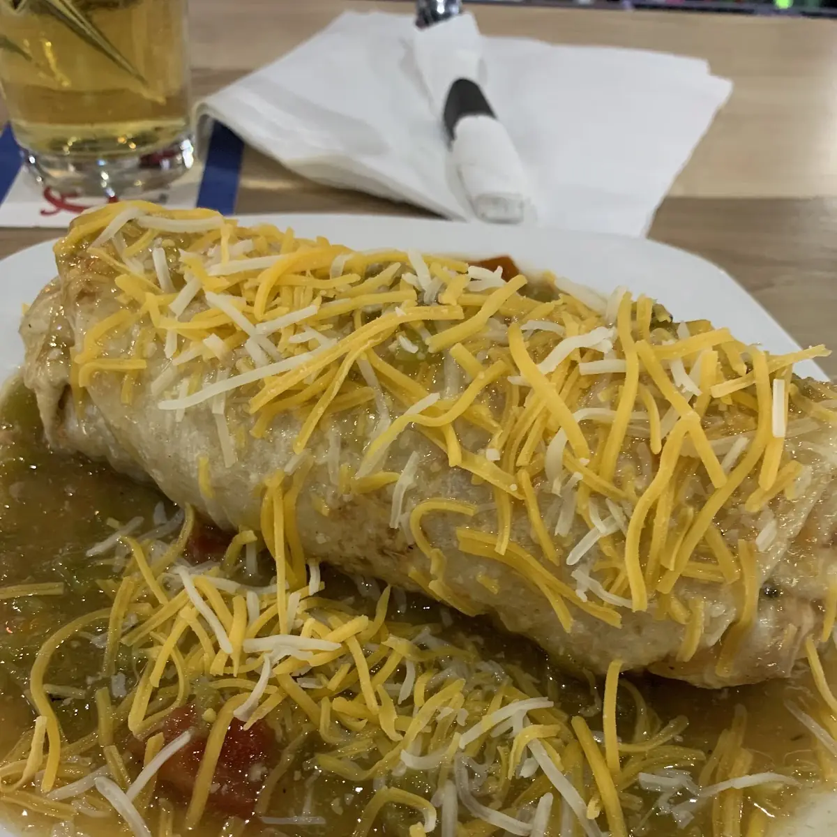 Smothered Three Cheese Ground Beef Burrito