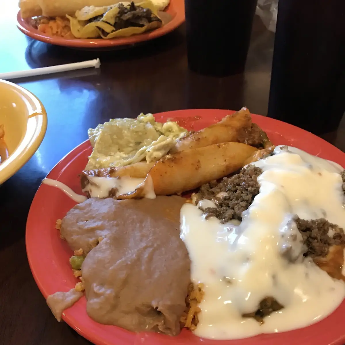Chile Relleno Refried Beans and Spanish Rice
