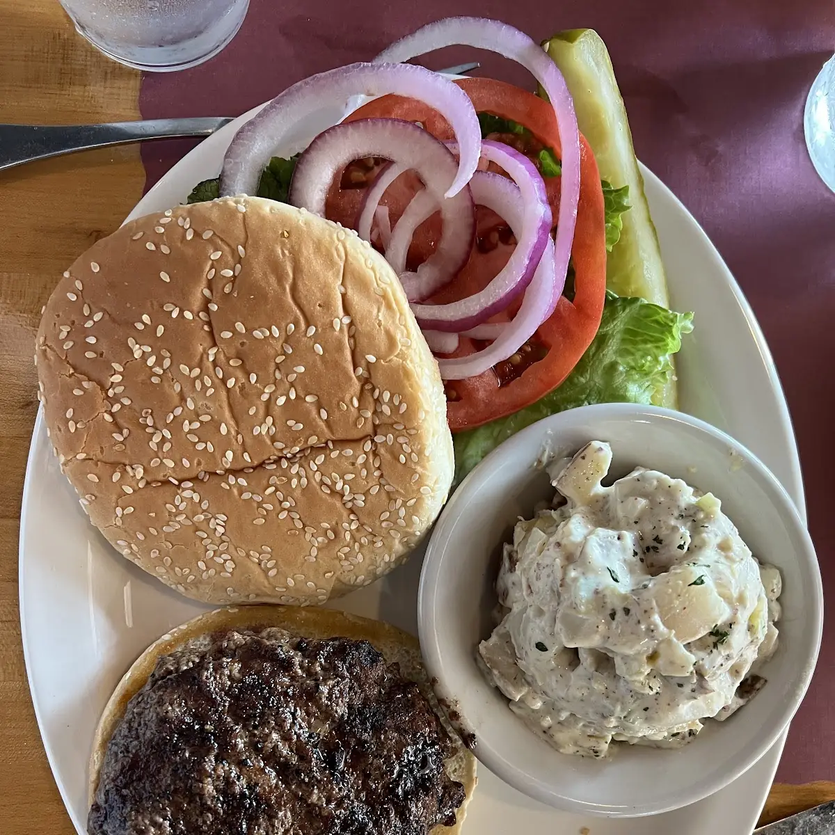 Burger with Potato Salad