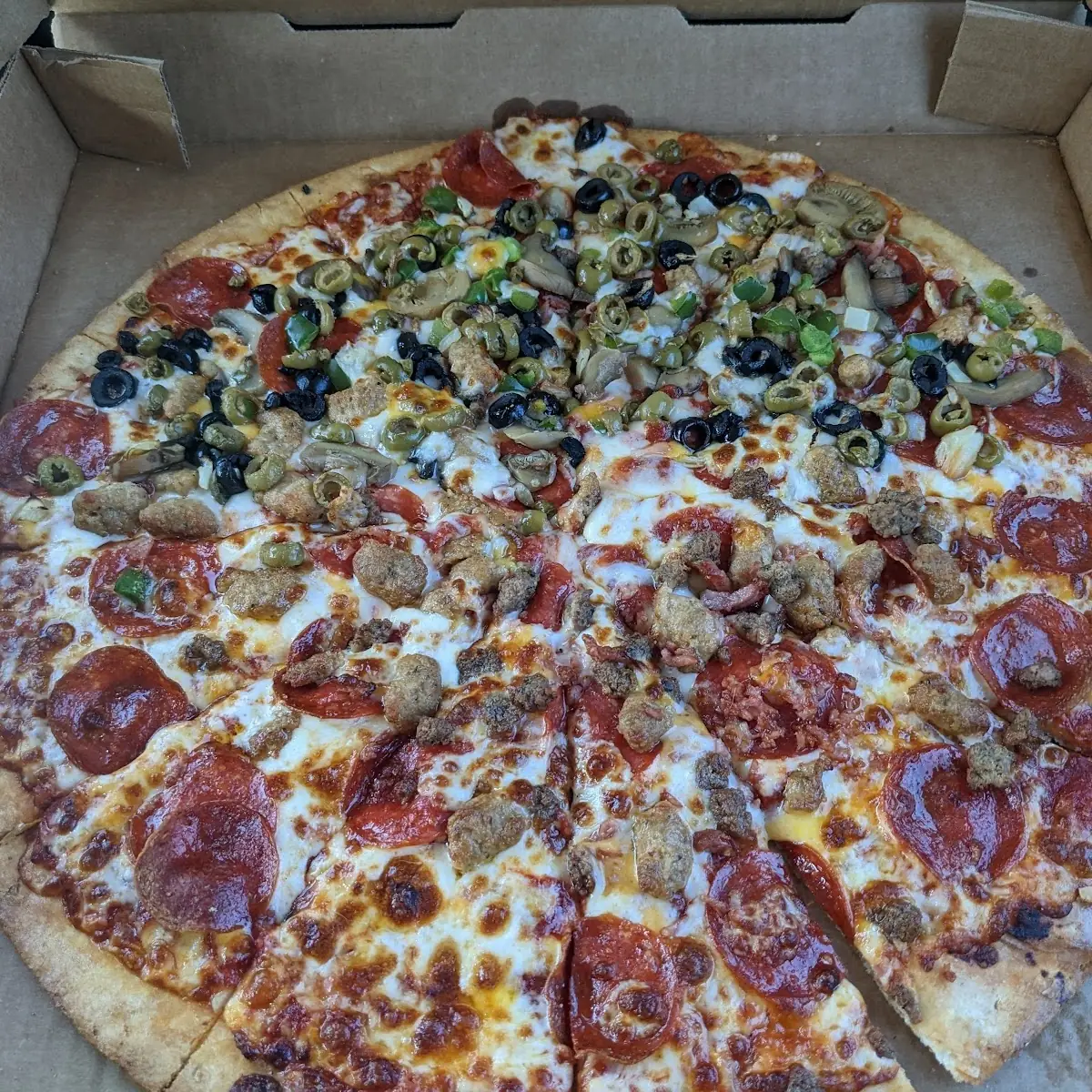 Half Supreme Half Meat Lovers Thin Crust