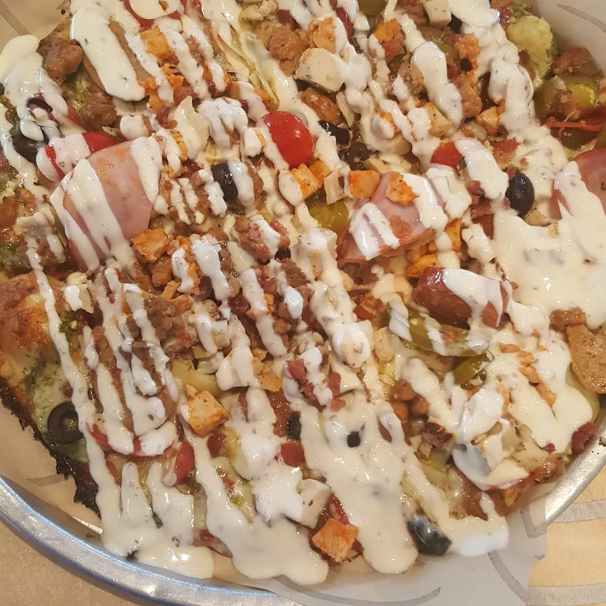 Thin Crust Monster Pizza with Ranch After Bake