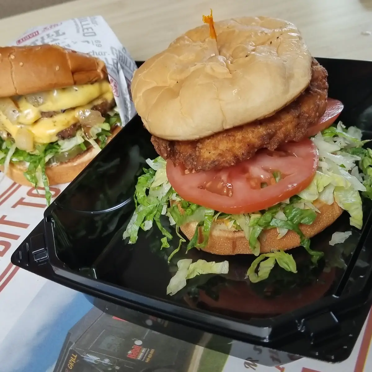 Double Char and Golden Fried Chicken Sandwich