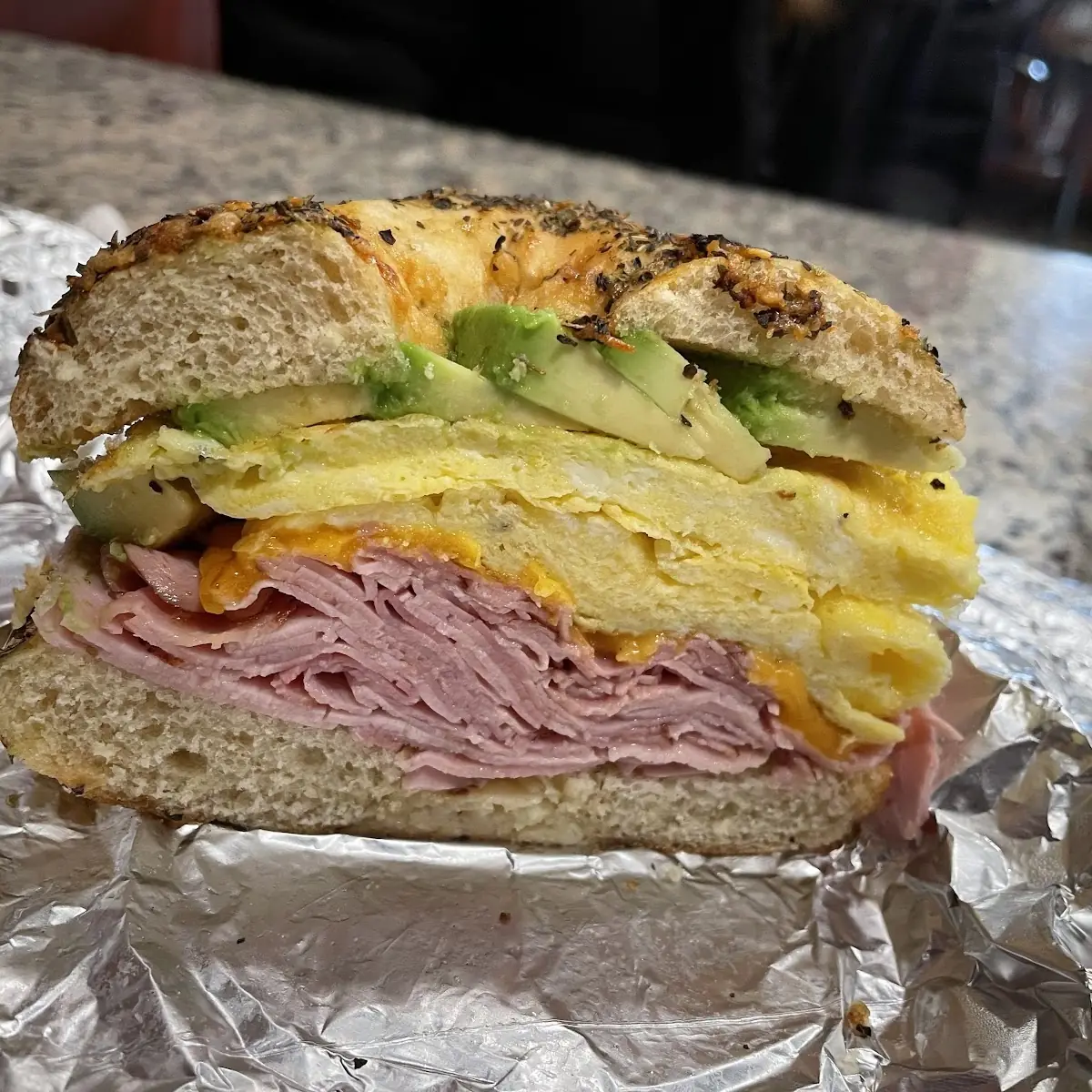 Ham Egg and Cheese with Avocado