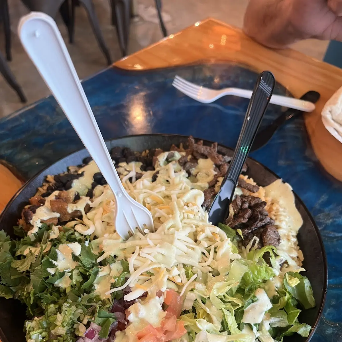 Burrito Bowl with Rice and Salad