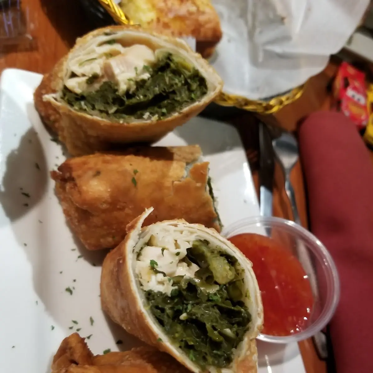 Chicken and Collard Green Egg Rolls