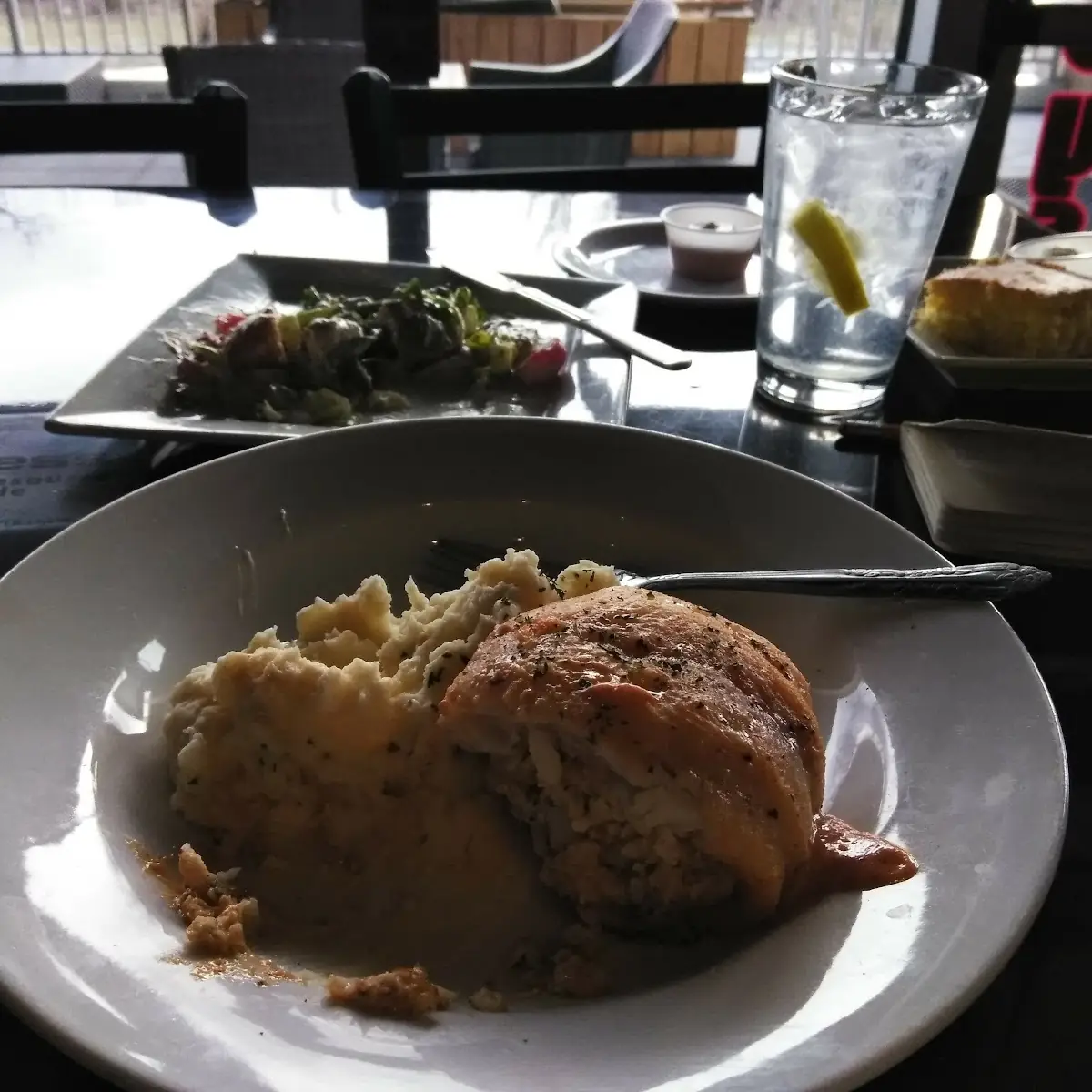Crawdaddy's Signature Mashed Potatoes with Baked Tilapia Stuffed with Crab Meat
