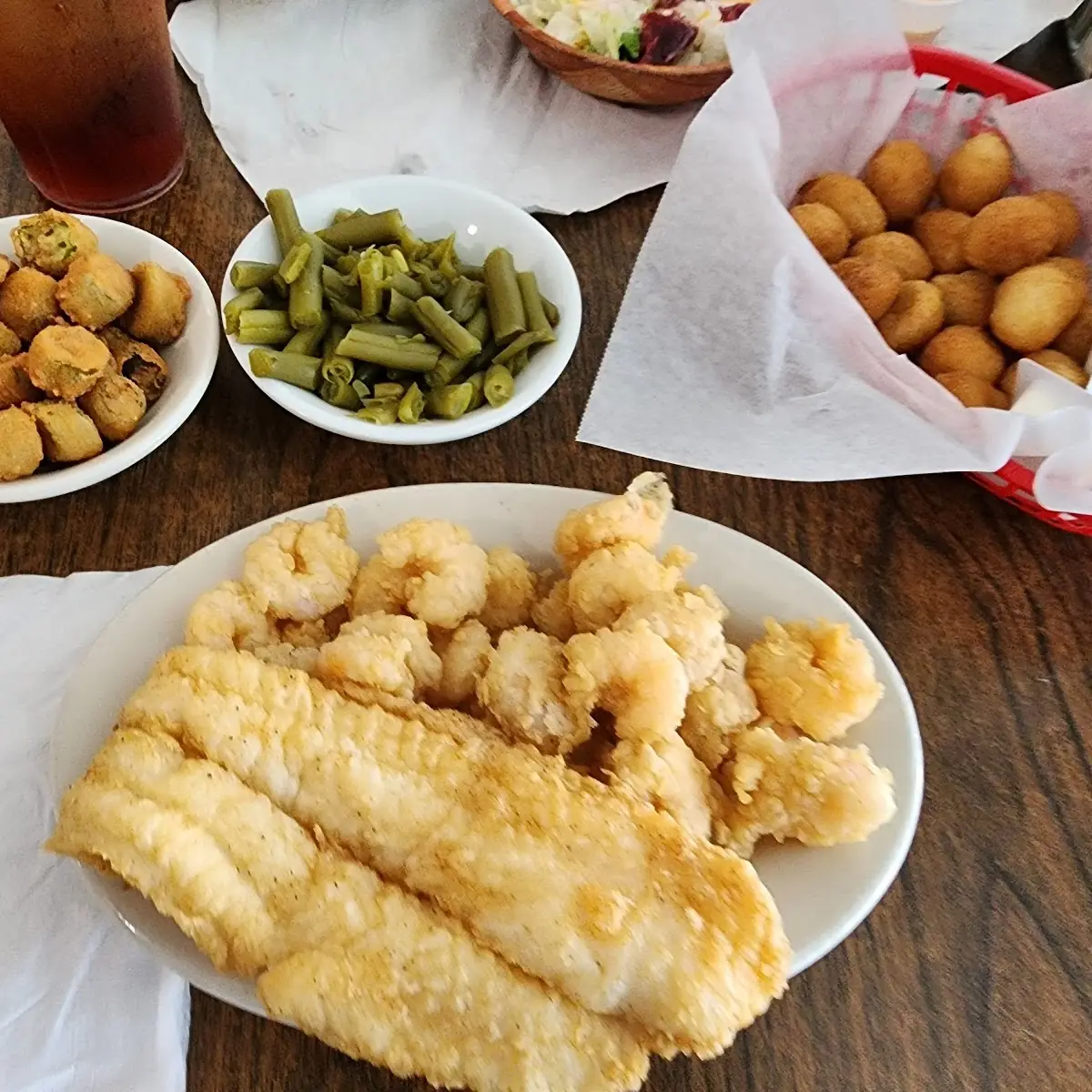 Senior Fried Flounder Shrimp