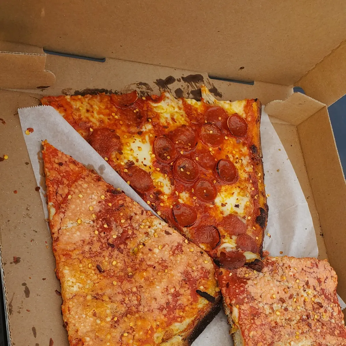 Upside Down Plain Upside Down Sicilian Pizza Pepperoni Pizza Slice