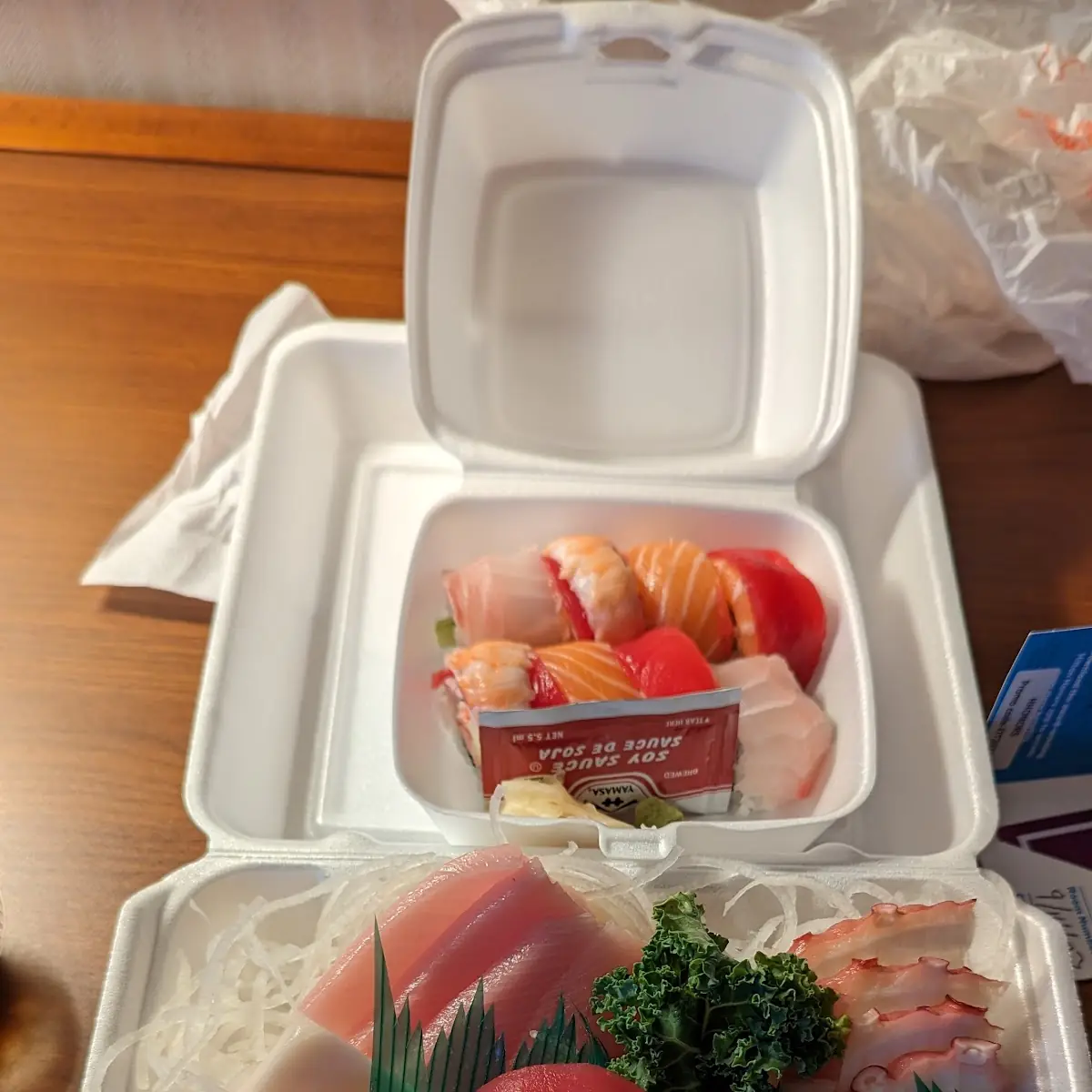 Sashimi Sampler and Rainbow Roll