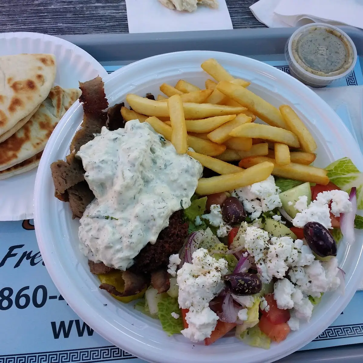 Fries and Greek Salad