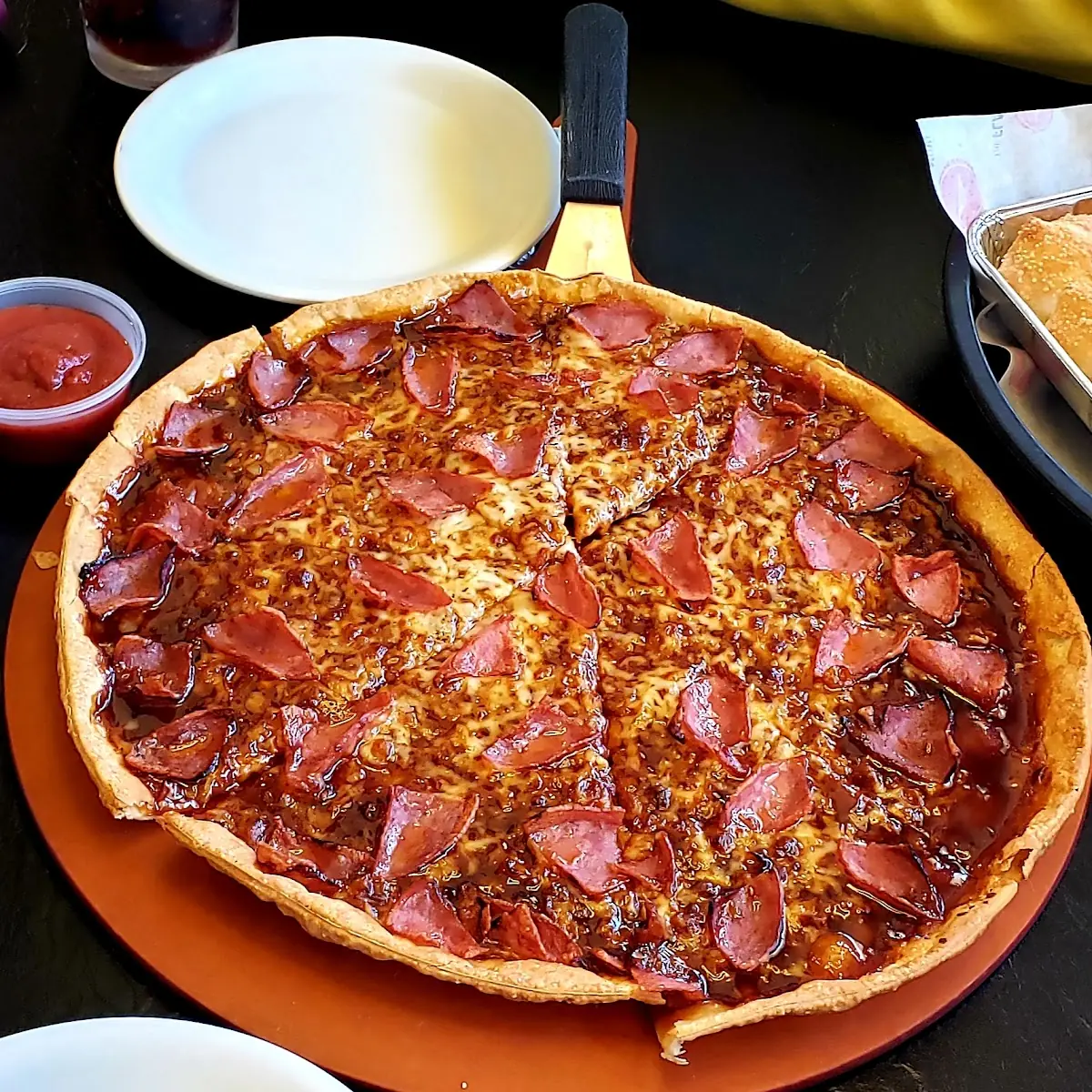 Thin Crust BBQ Ham Pizza