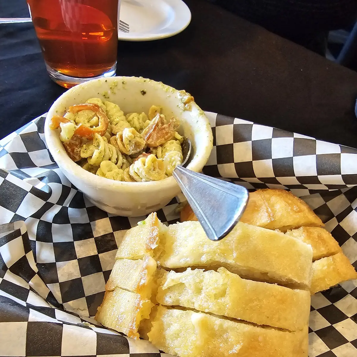 Complimentary Garlic Bread and Pasta Salad