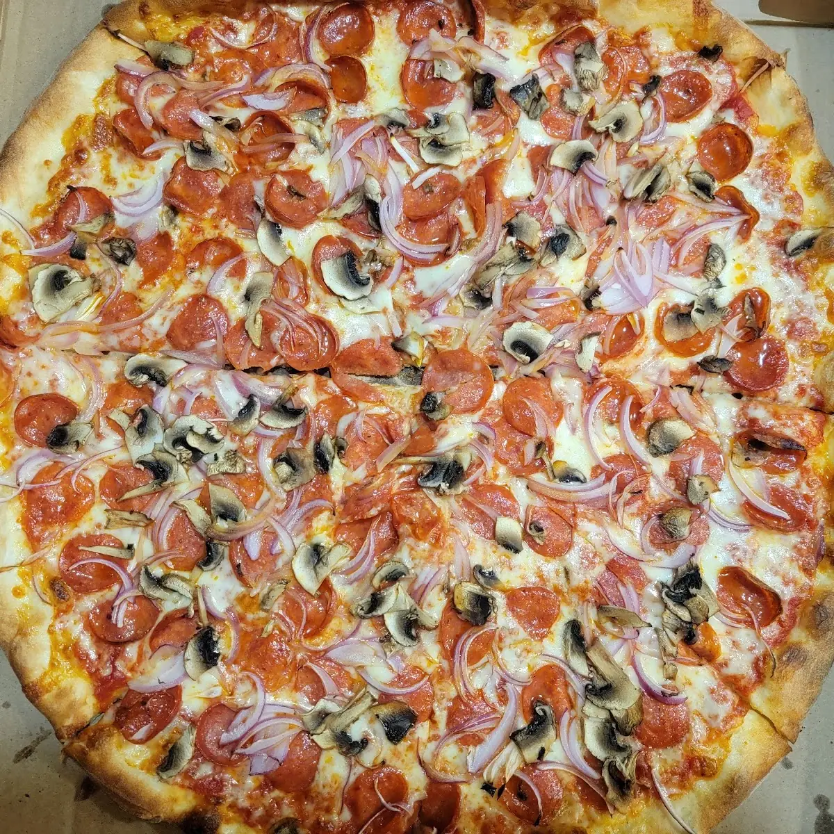 Pepperoni Onion & Mushroom Pizza