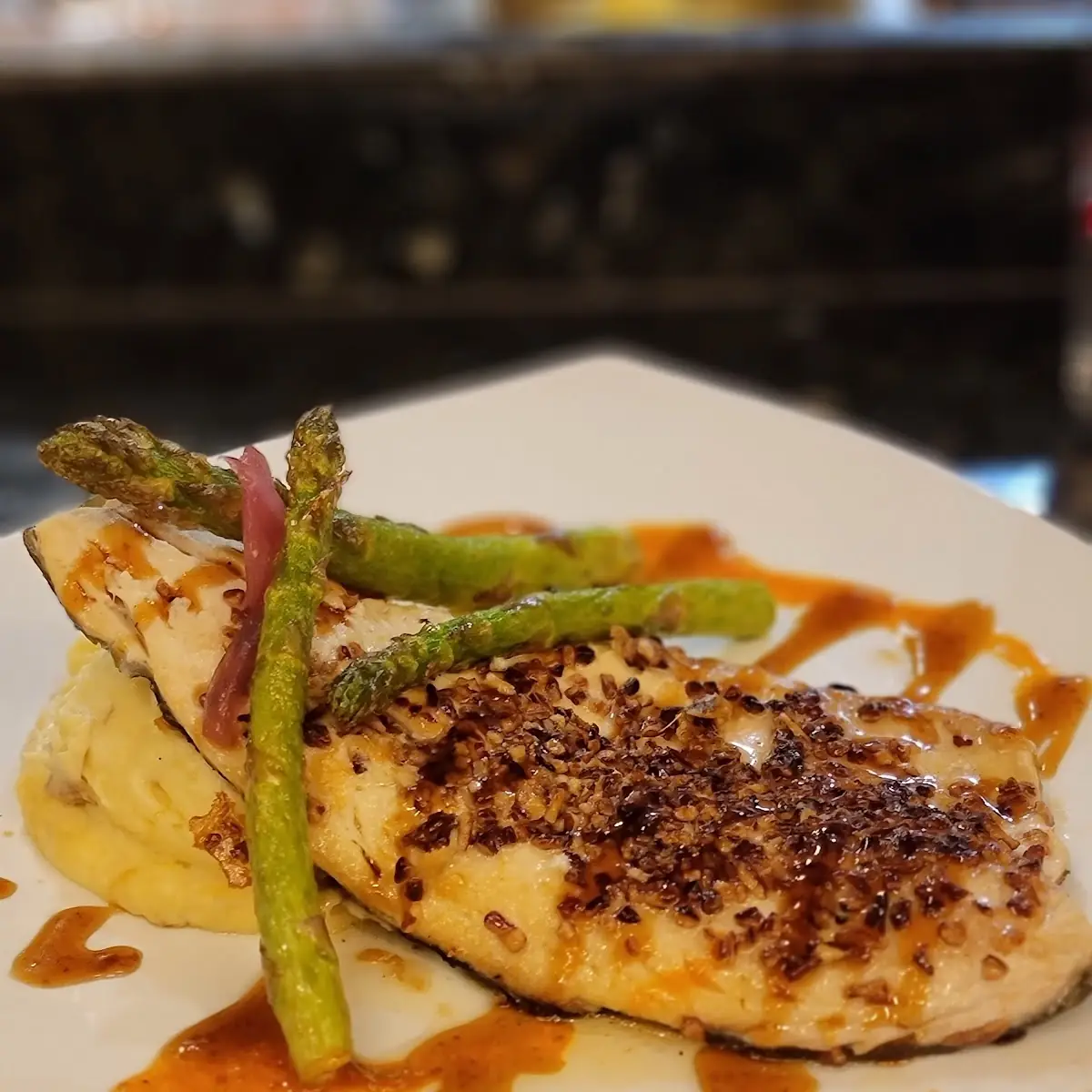 Bourbon Pecan Encrusted Local Trout
