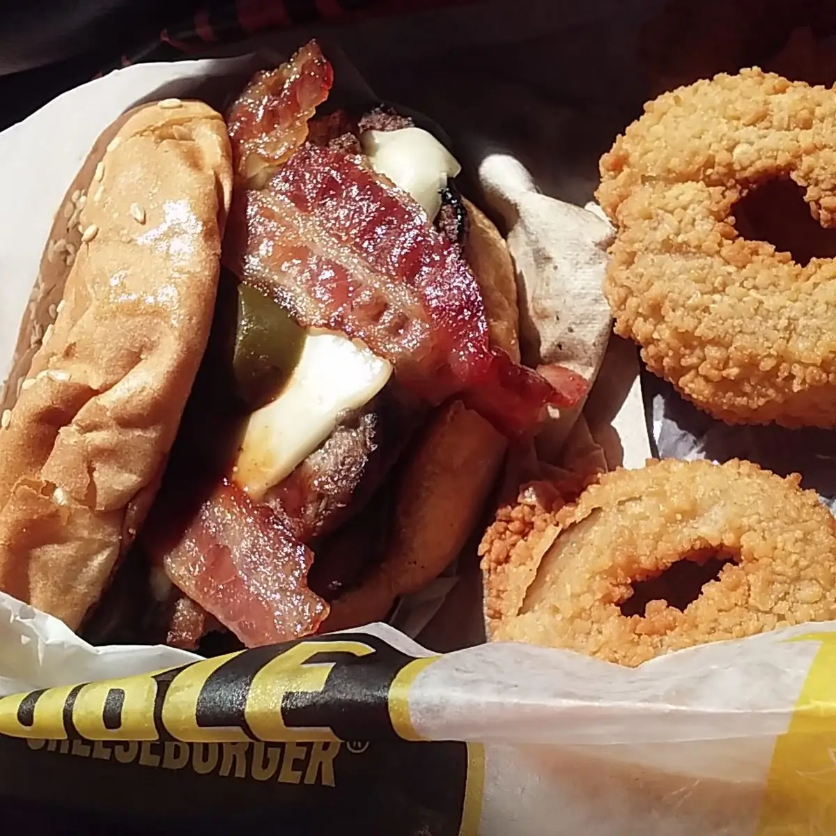 Cheese Burger and Onion Rings