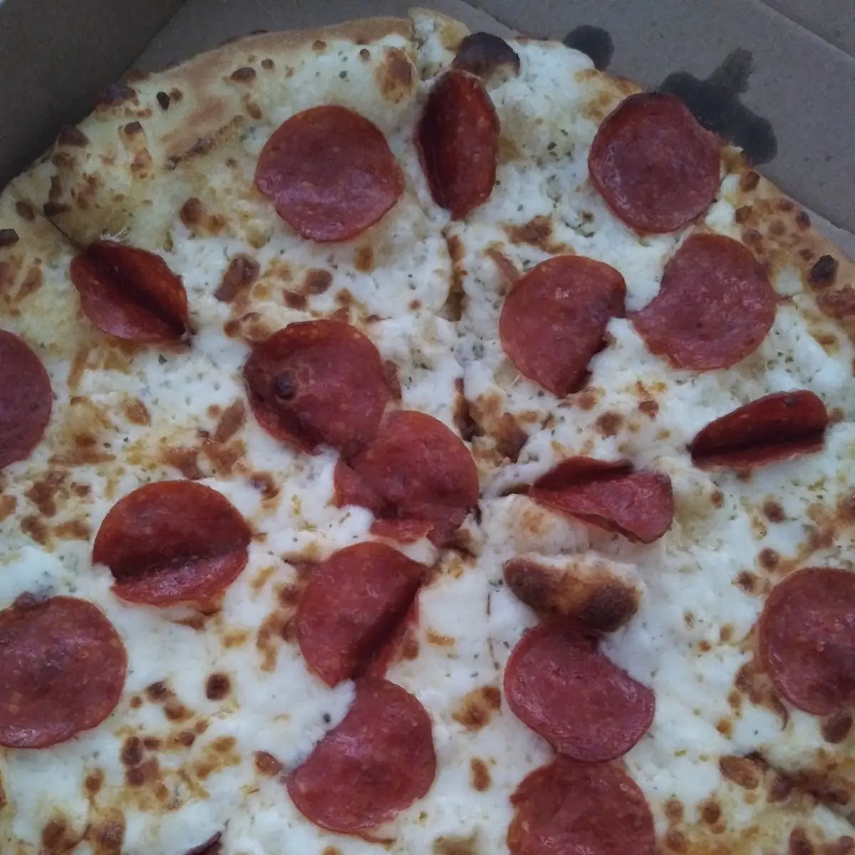 Pepperoni Pizza with White Garlic Sauce