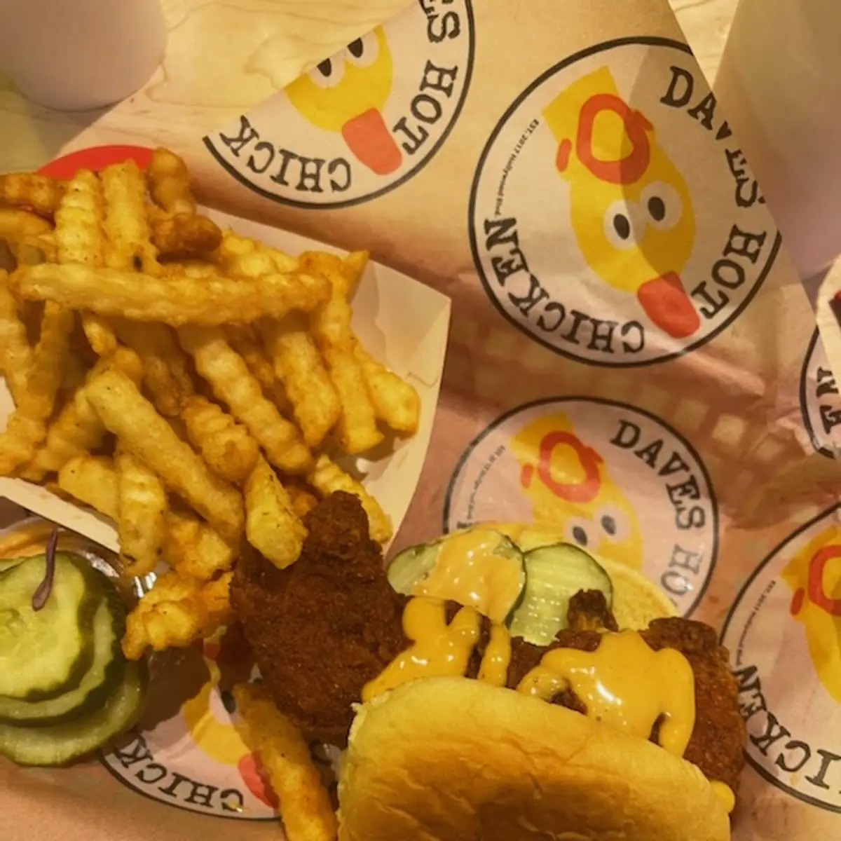 Dave's NOT Chicken Mini Sliders (Cauli) with fries