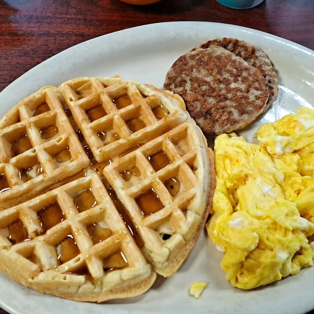Scrambled Eggs Waffle Sausage Patties