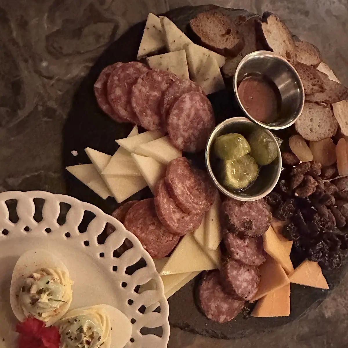 Bacon and Jam Deviled Eggs and Charcuterie Board