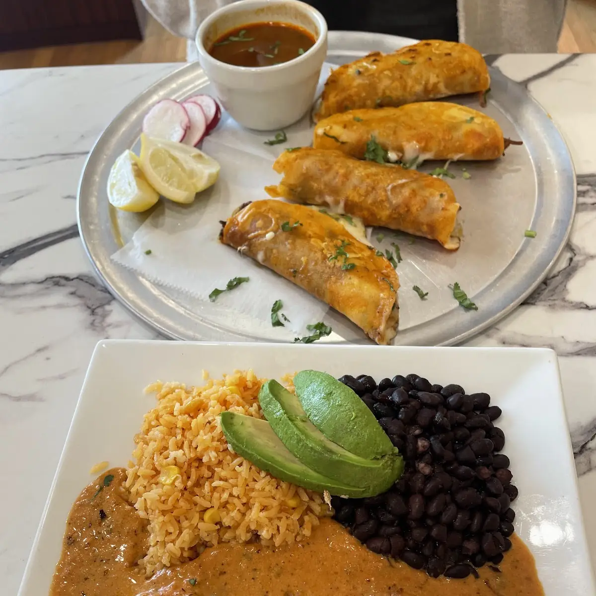 Lunch Special - Pechuga De Pollo with Rice Beans & Lemonade