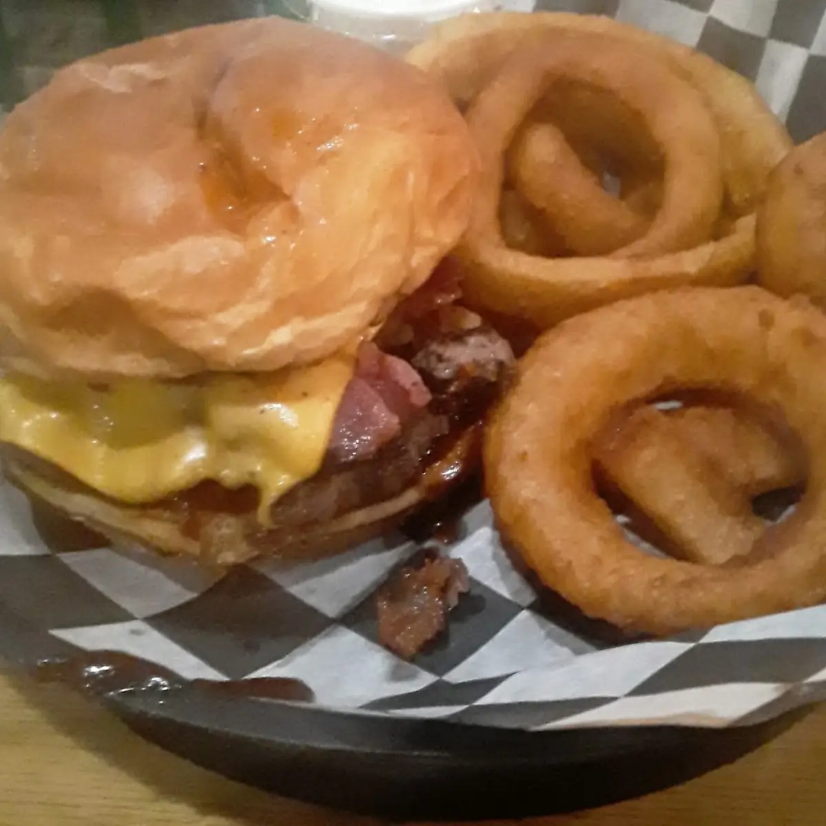 Bacon Cheeseburger and Onions Rings